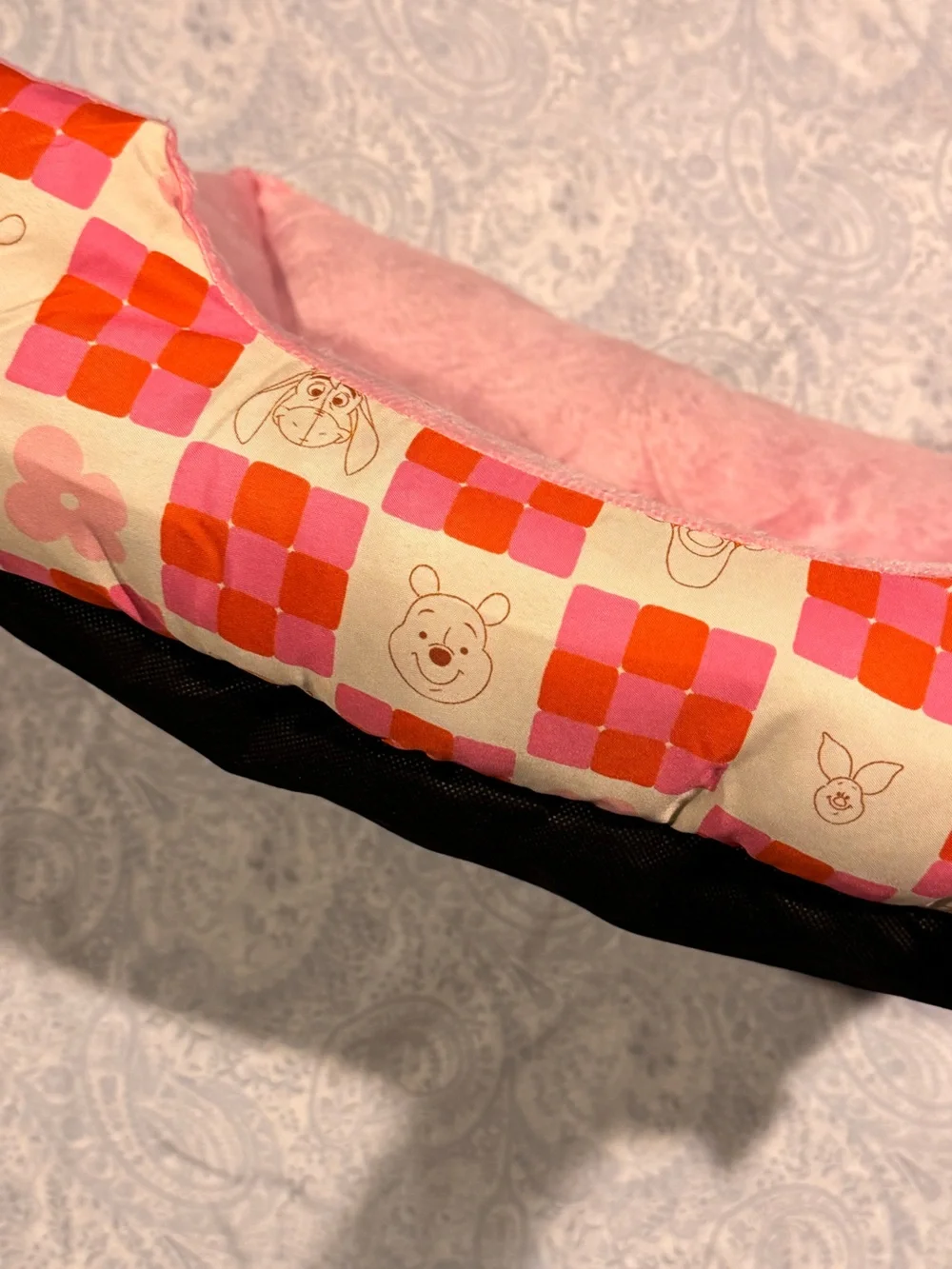 Disney Winnie the Pooh Pink Plush Small Pet Bed with Patterned Trim